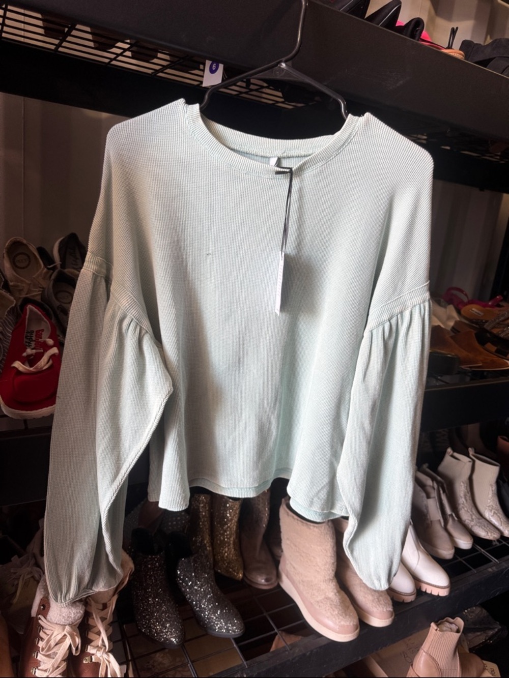 Z Supply Pastel Mint Balloon-Sleeve Knit Top